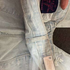 Kraus Jeans In Light Blue - Ripped