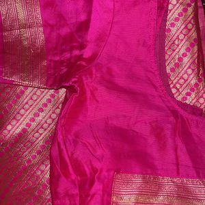 Rani Pink Saree With Blaouse