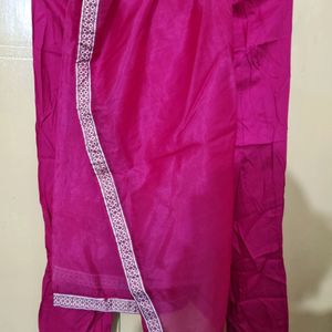 Magenta Women Kurta Set With Pant And Dupatta