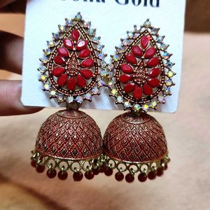 Fashion Gold Plated Austrian Stone Jhumki Earrings