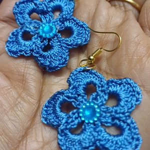 Blue Crochet Earrings