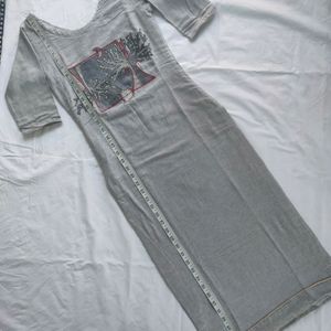 Grey Straight Kurti For Women