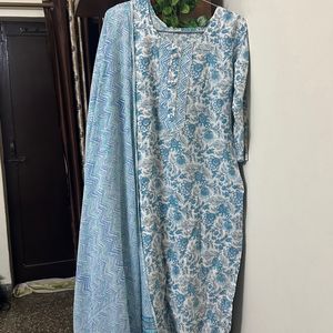 Aqua Blue Cotton Suit