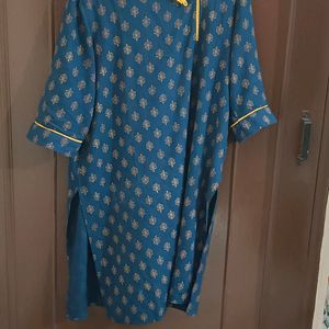 Navy Blue And Golden Kurti