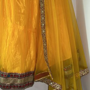 Yellow Lehenga With Beautiful Red Blouse