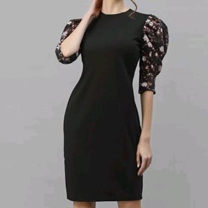 Floral Black Bodycon Dress