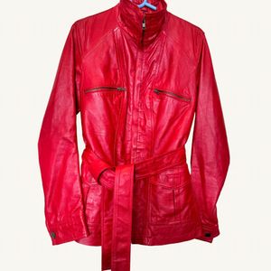 Peruvian Connection Leather Red Jacket “S” Size