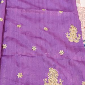 Embroidery work Purple Saree