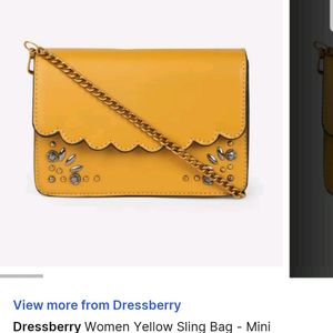 Dressberry Mustard Yellow Embellished Sling Bag