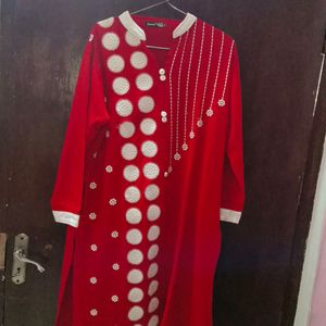 Beautiful RED WOOLEN KURTA 🥳💕