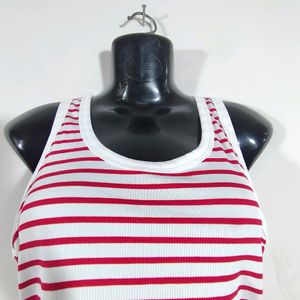 SAVANA White And Red Striped Croptop