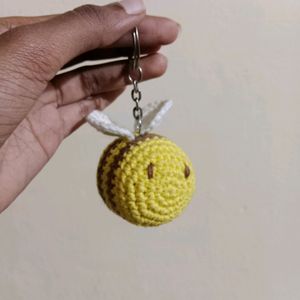 Combo- Crochet Bee Keychain And Flower Charm