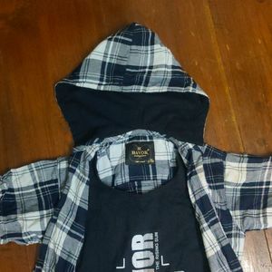 Boys Hoodie Shirt Chekered