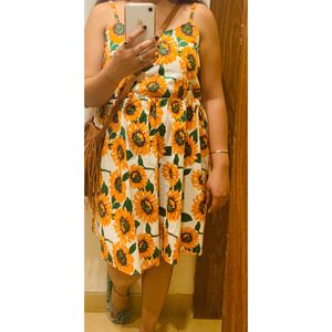 Sunflower Dress With Criss Cross Back