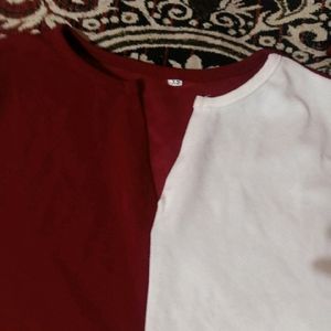 White And Maroon Crop Top