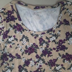 Women T-shirts Purple Flowers Printing 💐