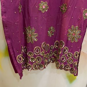 Pakistani Crepe Party Wear Embroidered Suit