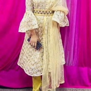 Designer Party Wear Dress With Belt And Dupatta