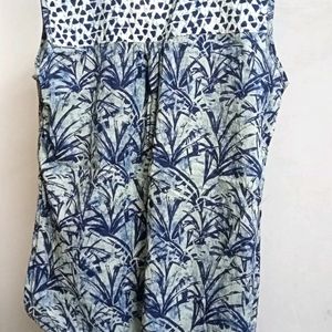 Blue Printed Cotton Top