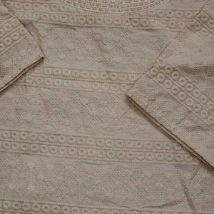 Tan Colour Chikankari Kurta. Height 39 Inches