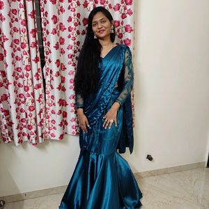 Ready-made Fancy Party Wear Saree With Stich Blous