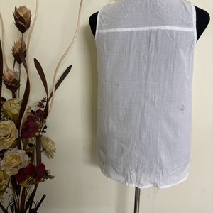 Branded Sleeveless White Shirt