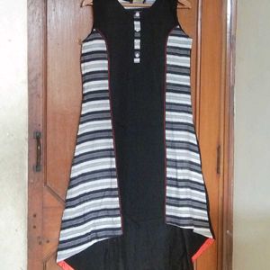 Brand New long black & white cotton kurti