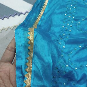 Women Embroidered Blue Dupatta