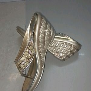 Golden Partywear Wedges Footwear Size -39