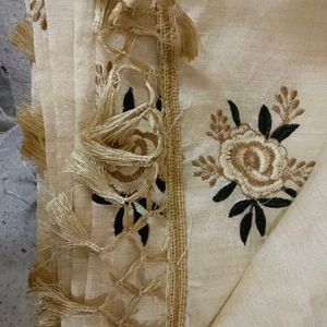 Off white Floral Embroidery Silk Saree