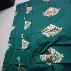 Green Flower Lichi Silk Saree