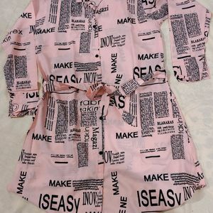 Pink Midi Crepe Dress For Women