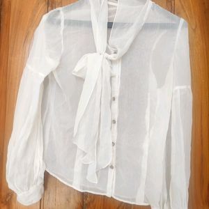 White Organza Shirt for Women