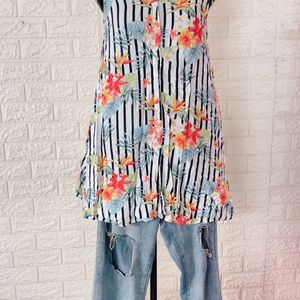 Stripe Floral Shirt Top