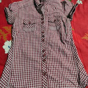 Ladies Red Checked Shirt