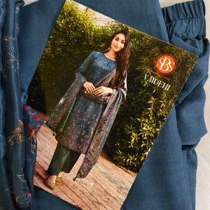 VAIDEHI BLUE GREY KURTI SET