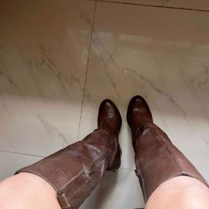 Leather Boots Knee Length Size 37