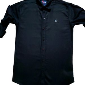 CLOCK Pure Black Semi-Formal Shirt