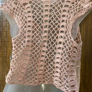 Pink Woollen Crochette Jacket