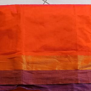 Orange Colour Saree With Purple Boarder