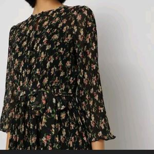 Floral Print A-line Transparent Dress wit...