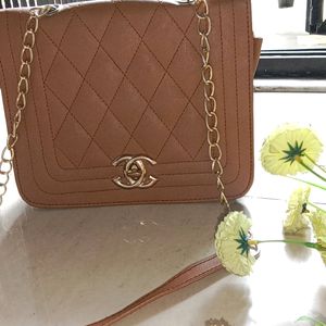 Chanel Inspired Tan Colour Slingbag