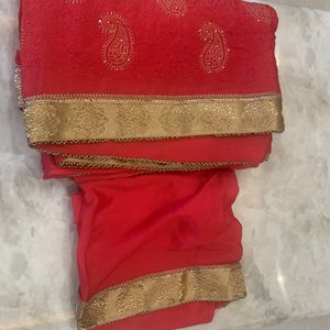 Silk Saree With Gold Colour Border