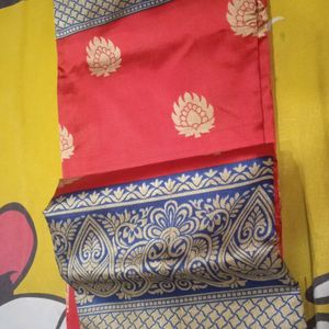 New Saree Red And Blue