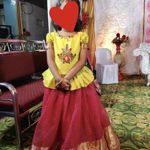 Yellow And Red Girl Designer Long Frock