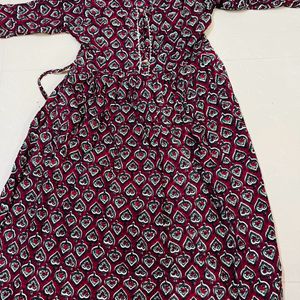 Women Burgundy Printed Midi Dress