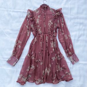 Cherry Blossom Ruffle Korean Dress