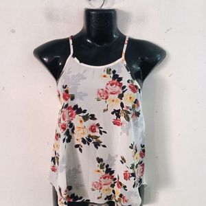 White Top With Floral Print