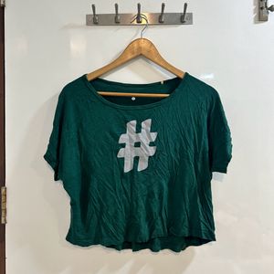 Cropped Green Casual Tee