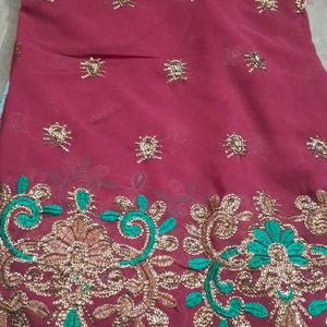 Heavy  Work  Saree  With  Out Blouse  Pc